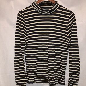 J Crew Striped Turtle Neck Top | Cotton | Size M